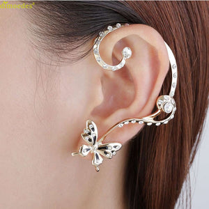 Newest Gorgeous 1 Pair New Fashion Crystal Beauty Women Butterfly Cuff Earring Clip Jewelry Hot Gift #0220