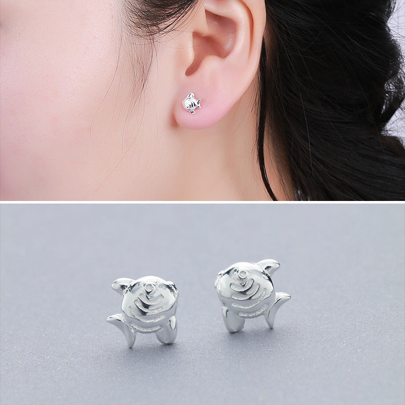 Direct Sale S925 Tremella Nail Han Edition Pure And Fresh And Lovely Earrings Tropical Fish, Silver Piece Undertakes