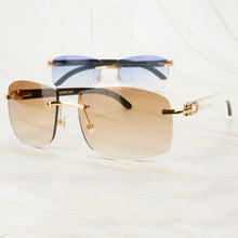 Load image into Gallery viewer, Dirty White Black Buffalo Horn Sunglasses Men Oversized Sunglasses for Women Luxury Designer Carter Glasses Big Shades