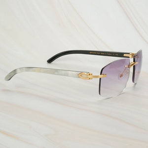 Dirty White Black Buffalo Horn Sunglasses Men Oversized Sunglasses for Women Luxury Designer Carter Glasses Big Shades