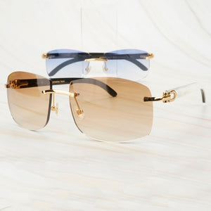 Dirty White Black Buffalo Horn Sunglasses Men Oversized Sunglasses for Women Luxury Designer Carter Glasses Big Shades