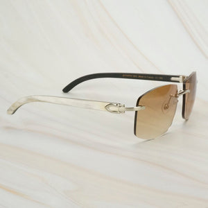 Dirty White Black Buffalo Horn Sunglasses Men Oversized Sunglasses for Women Luxury Designer Carter Glasses Big Shades