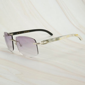 Dirty White Black Buffalo Horn Sunglasses Men Oversized Sunglasses for Women Luxury Designer Carter Glasses Big Shades