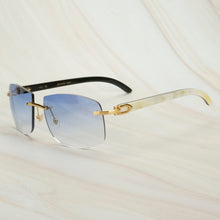 Load image into Gallery viewer, Dirty White Black Buffalo Horn Sunglasses Men Oversized Sunglasses for Women Luxury Designer Carter Glasses Big Shades