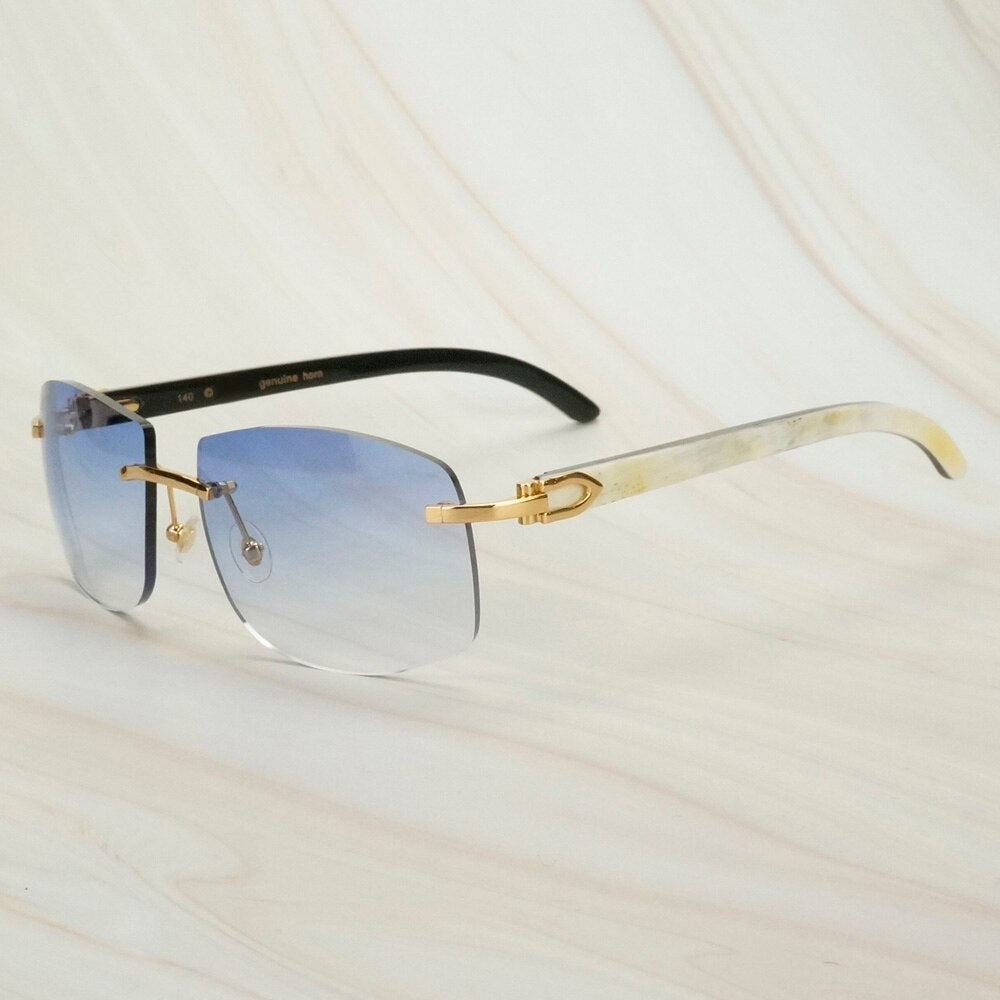 Dirty White Black Buffalo Horn Sunglasses Men Oversized Sunglasses for Women Luxury Designer Carter Glasses Big Shades