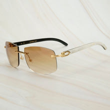 Load image into Gallery viewer, Dirty White Black Buffalo Horn Sunglasses Men Oversized Sunglasses for Women Luxury Designer Carter Glasses Big Shades