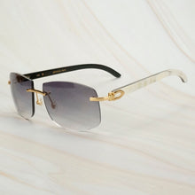 Load image into Gallery viewer, Dirty White Black Buffalo Horn Sunglasses Men Oversized Sunglasses for Women Luxury Designer Carter Glasses Big Shades