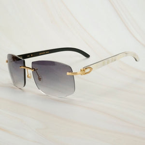 Dirty White Black Buffalo Horn Sunglasses Men Oversized Sunglasses for Women Luxury Designer Carter Glasses Big Shades