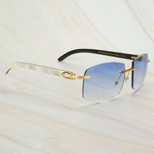 Load image into Gallery viewer, Dirty White Black Buffalo Horn Sunglasses Men Oversized Sunglasses for Women Luxury Designer Carter Glasses Big Shades