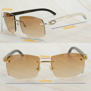 Dirty White Black Buffalo Horn Sunglasses Men Oversized Sunglasses for Women Luxury Designer Carter Glasses Big Shades