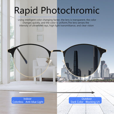 Discoloration Anti-blue Glasses Men Women Progressive Multifocal Anti Blue Light Flexible Glasses Metal Frame Sunglass