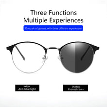 Load image into Gallery viewer, Discoloration Anti-blue Glasses Men Women Progressive Multifocal Anti Blue Light Flexible Glasses Metal Frame Sunglass
