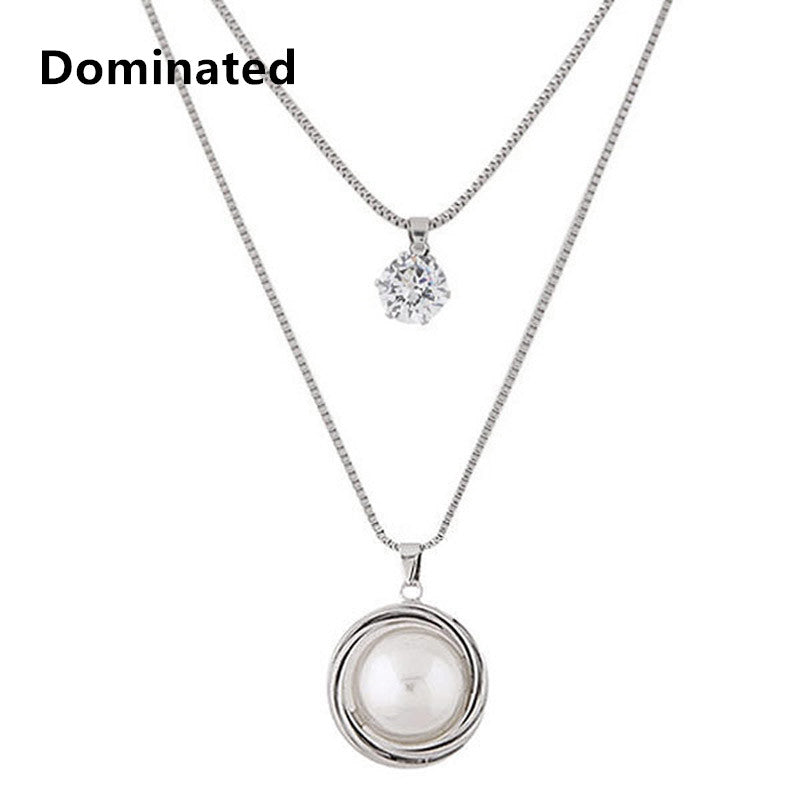 Women Double Clothes Chain Long Necklace Decoration Assembly All-match Paragraph