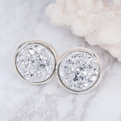 Copper Ear Post Stud Earrings Round Silver color Silver W/ Stoppers 16mm x 14mm,1 Pair 2017 new