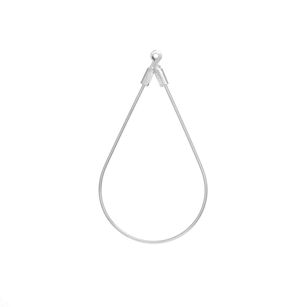 Copper Earring Components Pendants Geometric Silver color 4.1cm(1 5/8) x 2.3cm( 7/8), 5 PCs