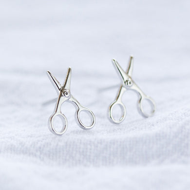 Silver Copper Fashion Stud Earrings Small Scissors Style Creative Gift For Men Trendy Accessories,1 Pair 2018