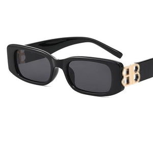 Double B Rectangle Sunglasses For Women Men Designer Letter Decoration Black Square Sun Glasses Female 80s Fashionable Shade