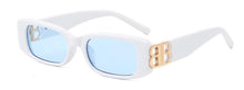 Carica l&#39;immagine nel visualizzatore di Gallery, Double B Rectangle Sunglasses For Women Men Designer Letter Decoration Black Square Sun Glasses Female 80s Fashionable Shade