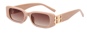 Double B Rectangle Sunglasses For Women Men Designer Letter Decoration Black Square Sun Glasses Female 80s Fashionable Shade