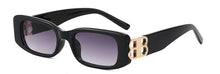 Carica l&#39;immagine nel visualizzatore di Gallery, Double B Rectangle Sunglasses For Women Men Designer Letter Decoration Black Square Sun Glasses Female 80s Fashionable Shade