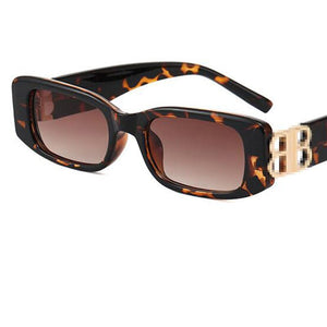 Double B Rectangle Sunglasses For Women Men Designer Letter Decoration Black Square Sun Glasses Female 80s Fashionable Shade