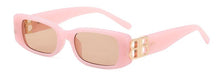 Carica l&#39;immagine nel visualizzatore di Gallery, Double B Rectangle Sunglasses For Women Men Designer Letter Decoration Black Square Sun Glasses Female 80s Fashionable Shade