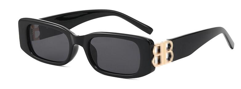 Double B Rectangle Sunglasses For Women Men Designer Letter Decoration Black Square Sun Glasses Female 80s Fashionable Shade