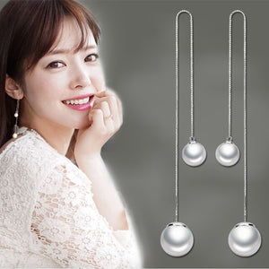 Double Ball Ear Jewelry Line Imitation Pearl Tassels Long Section Earrings Princess Delicate New Ladies Fashion Style