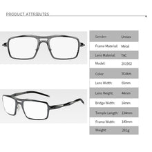 Load image into Gallery viewer, Double Bridge Al-mg Alloy Men Ultralight Reading Glasses +0.75 +1 +1.25 +1.5 +1.75 +2 +2.25 +2.5 +2.75 +3 +3.25 +3.5 +3.75+4