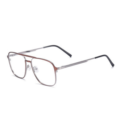 Double Bridge Metal Men and Women Full Rim Square Glasses Frame With Spring Hinge For Prescription Lenses Myopia Reading Bifocal
