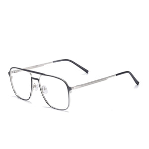 Double Bridge Metal Men and Women Full Rim Square Glasses Frame With Spring Hinge For Prescription Lenses Myopia Reading Bifocal