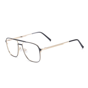 Double Bridge Metal Men and Women Full Rim Square Glasses Frame With Spring Hinge For Prescription Lenses Myopia Reading Bifocal
