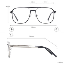 Load image into Gallery viewer, Double Bridge Metal Men and Women Full Rim Square Glasses Frame With Spring Hinge For Prescription Lenses Myopia Reading Bifocal
