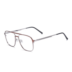 Double Bridge Metal Men and Women Full Rim Square Glasses Frame With Spring Hinge For Prescription Lenses Myopia Reading Bifocal