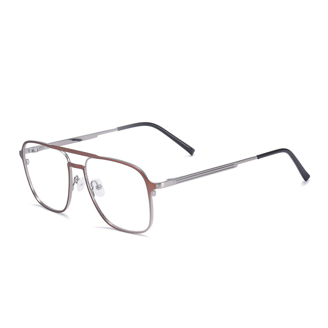 Double Bridge Metal Men and Women Full Rim Square Glasses Frame With Spring Hinge For Prescription Lenses Myopia Reading Bifocal