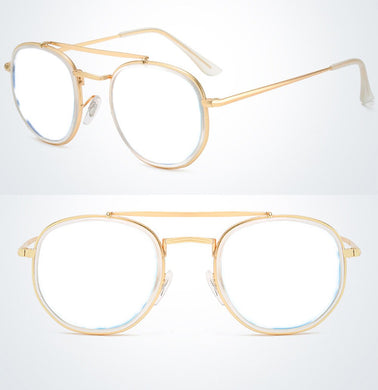Double Bridge Round Gold Frame Retro Reading Glasses +0.75 +1 +1.25 +1.5 +1.75 +2 +2.25 +2.5 +2.75 +3 +3.25 +3.5 +3.75 +4 To+6