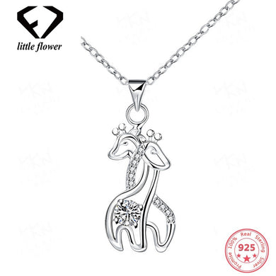 Double Deer Zircon Box Chain Necklace for Women Christmas Style Environmental Protection 925 Sterling Silver Trendy Fine Jewelry