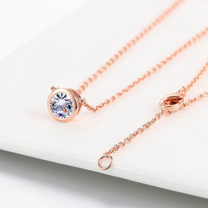 Double Fair Shiny Pendant Necklaces For Women Classical Round Crystal Choker Necklace Rose Gold Plated Fashion Jewelry