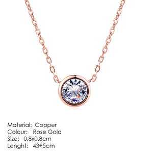 Double Fair Shiny Pendant Necklaces For Women Classical Round Crystal Choker Necklace Rose Gold Plated Fashion Jewelry