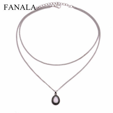 Double Fashion Gift Boho Water Necklace Jewelry drop Horn Girlfriend Necklace C135 shipping Crescent Minimal Drop New