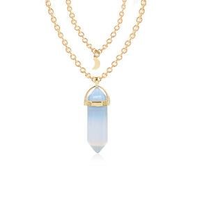 Double Moon Necklace Natural Stone Pendant Golden Chain necklaces Birthday Gift Valentine's Day Mother's Day Gifts Jewelry