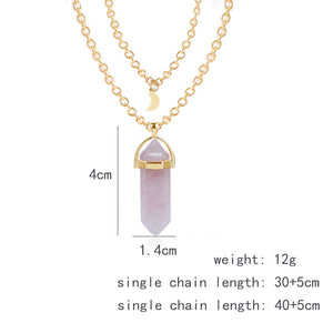 Double Moon Necklace Natural Stone Pendant Golden Chain necklaces Birthday Gift Valentine's Day Mother's Day Gifts Jewelry