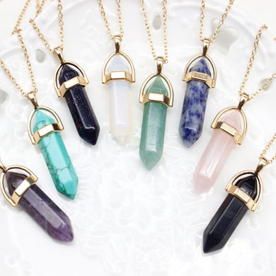 Double Moon Necklace Natural Stone Pendant Golden Chain necklaces Birthday Gift Valentine's Day Mother's Day Gifts Jewelry
