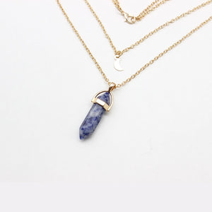 Double Moon Necklace Natural Stone Pendant Golden Chain necklaces Birthday Gift Valentine's Day Mother's Day Gifts Jewelry
