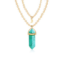 Load image into Gallery viewer, Double Moon Necklace Natural Stone Pendant Golden Chain necklaces Birthday Gift Valentine&#39;s Day Mother&#39;s Day Gifts Jewelry