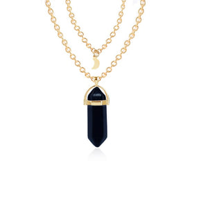 Double Moon Necklace Natural Stone Pendant Golden Chain necklaces Birthday Gift Valentine's Day Mother's Day Gifts Jewelry