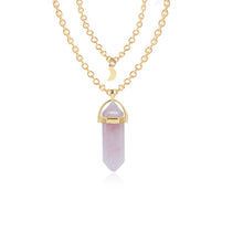 Load image into Gallery viewer, Double Moon Necklace Natural Stone Pendant Golden Chain necklaces Birthday Gift Valentine&#39;s Day Mother&#39;s Day Gifts Jewelry
