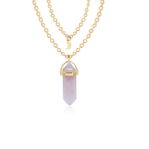 Double Moon Necklace Natural Stone Pendant Golden Chain necklaces Birthday Gift Valentine's Day Mother's Day Gifts Jewelry
