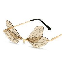 Load image into Gallery viewer, Dragonfly Steampunk Sunglasses Retro Gradient Transparent Lens UV400 Sunglasses Women Frameless 2023 Glasses Women