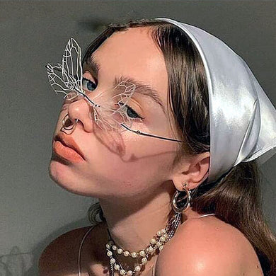 Dragonfly Steampunk Sunglasses Retro Gradient Transparent Lens UV400 Sunglasses Women Frameless 2023 Glasses Women